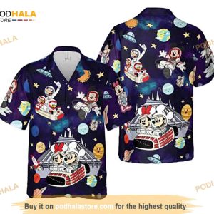 Funny Hawaiian Shirt For Men Mickey And Friends Space Mountain Vintage