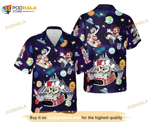 Funny Hawaiian Shirt For Men Mickey And Friends Space Mountain Vintage