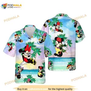 Funny Hawaiian Shirt For Men Minnie Summer Friends On The Sea