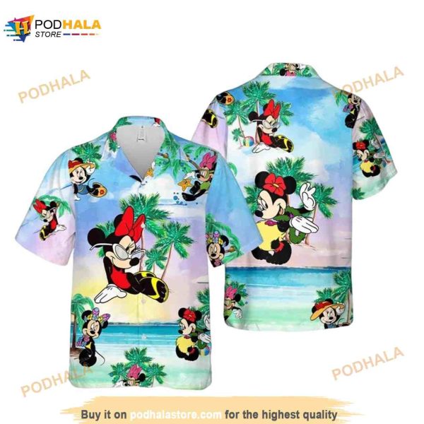 Funny Hawaiian Shirt For Men Minnie Summer Friends On The Sea