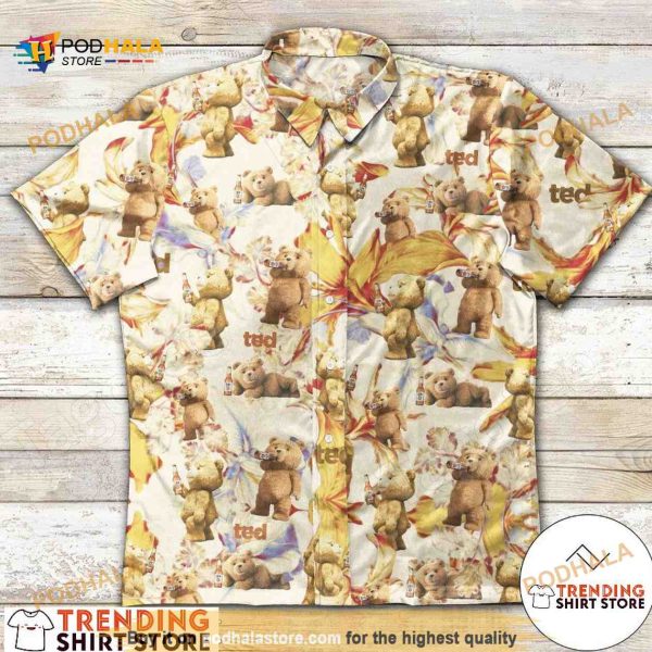 Funny Ted Bear Drinking Miller Lite Beer Funny Hawaiian Shirt