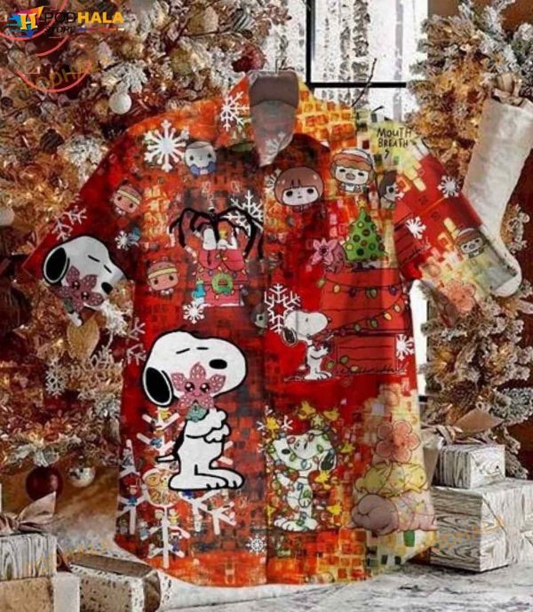 Mindflayer Christmas Dog Vintage Short Sleeve 3D Funny Hawaiian Shirt