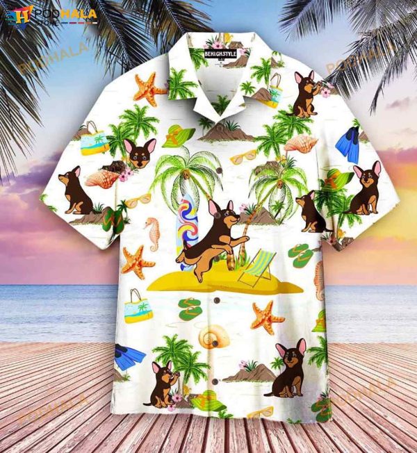 Miniature Pinscher Dog Tropical 3D Funny Hawaiian Shirt