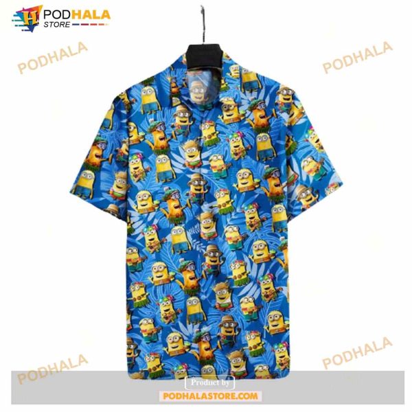 Minions Hula Dancer Minions Tropical Blue Funny Hawaiian Shirt