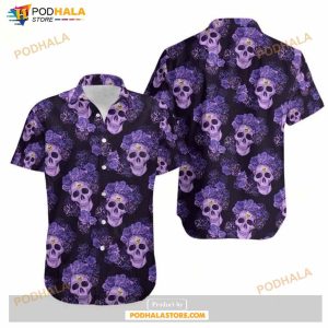 Minnesota Vikings Mystery Skull And Flower Hawaii Shirt Summer Collections