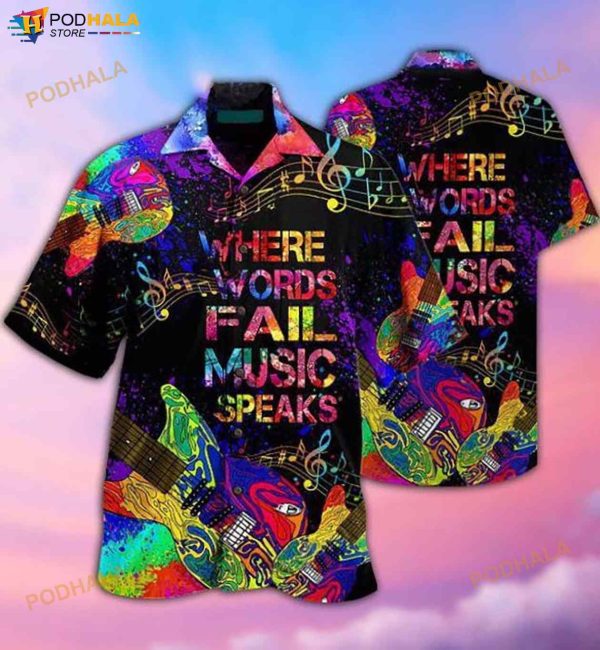 Music Speaks Hawaiian Lei 3D Funny Hawaiian Shirt