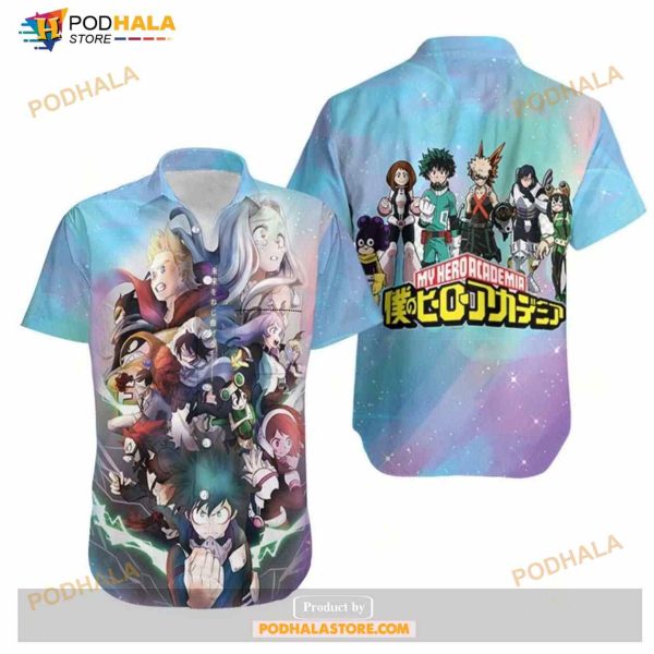 My Hero Academia My Hero Academia All Main Characters Blue Funny Hawaiian Shirt
