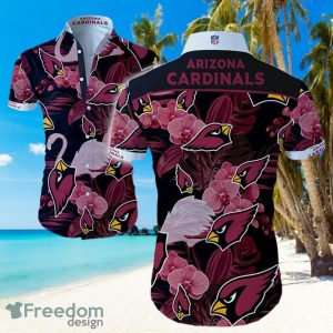 NFL Arizona Cardinals Logo Flower Dark Shirt Hawaiian Summer Beach Shirt Full Print