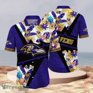 NFL Baltimore Ravens Logo Design Tropical  Violet Shirt Tropical Hawaiian Shirt