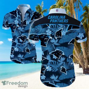 NFL Carolina Panthers Logo Dark Shirt Hawaiian Summer Beach Shirt Full Print