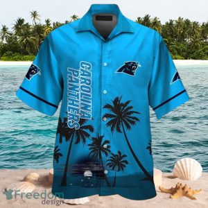 NFL Carolina Panthers Logo Design Tropical Blue Shirt Hawaiian Shirt