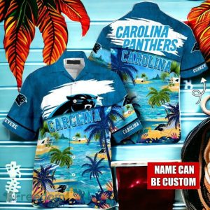 NFL Carolina Panthers Logo Fans Love Custom Your Name Hawaiian Shirt Full Over Print