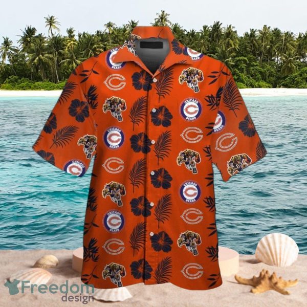 NFL Chicago Bears Logo Design Tropical Orange Shirt Hawaiian Shirt