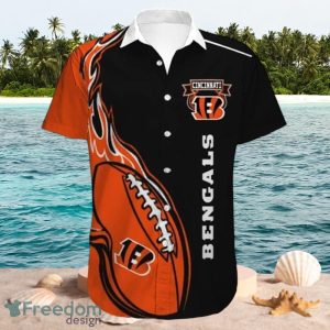 NFL Cincinnati Bengals Logo Design Fireball Black Shirt Hawaiian Shirt