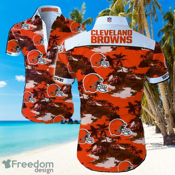 NFL Cleveland Browns Logo Hawaiian Summer Beach Shirt Full Print