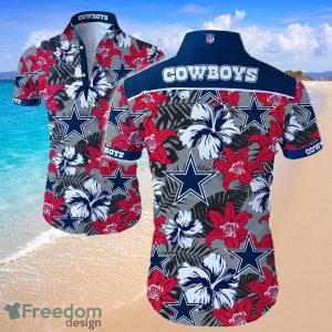 NFL Dallas Cowboys Logo Flower Hawaiian Summer Beach Shirt Full Print
