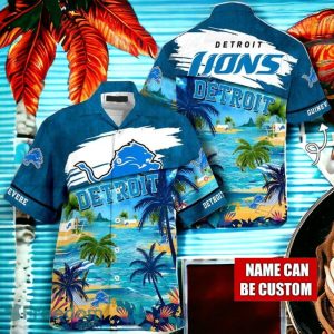 NFL Detroit Lions Logo Fans Love Custom Your Name Hawaiian Shirt Full Over Print