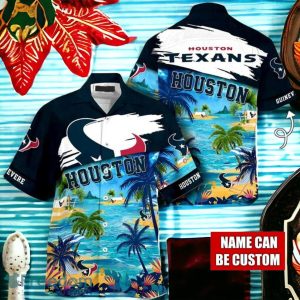 NFL Houston Texans Logo Fans Love Custom Your Name Hawaiian Shirt Full Over Print