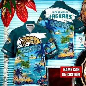 NFL Jacksonville Jaguars Logo Fans Love Custom Your Name Hawaiian Shirt Full Over Print