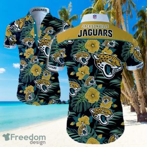 NFL Jacksonville Jaguars Logo Yellow Flower Hawaiian Summer Beach Shirt Full Print