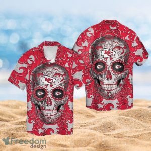 NFL Kansas City Chiefs Logo Design Skull Tropical Halloween Shirt Hawaiian 3D Shirt