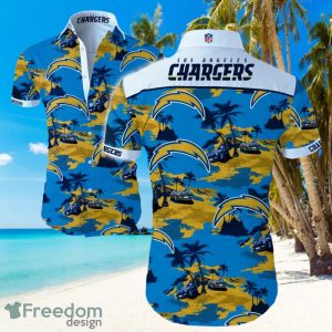 NFL Los Angeles Chargers Logo Blue Shirt Hawaiian Summer Beach Shirt Full Print