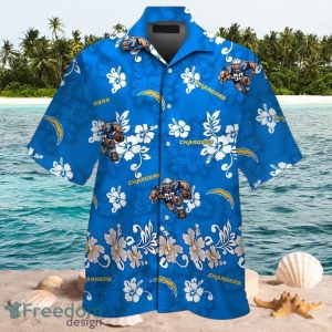 NFL Los Angeles Chargers Logo Design Tropical Blue Shirt Hawaiian Shirt