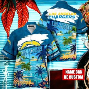 NFL Los Angeles Chargers Logo Fans Love Custom Your Name Hawaiian Shirt Full Over Print