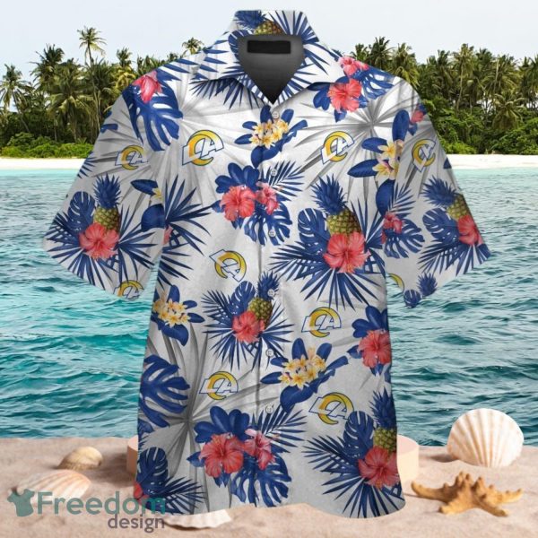 NFL Los Angeles Rams Logo Design Tropical White Shirt Hawaiian Shirt