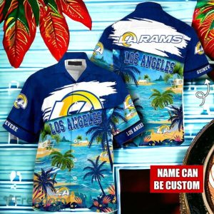 NFL Los Angeles Rams Logo Fans Love Custom Your Name Hawaiian Shirt Full Over Print