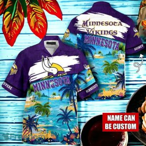 NFL Minnesota Vikings Logo Fans Love Custom Your Name Hawaiian Shirt Full Over Print