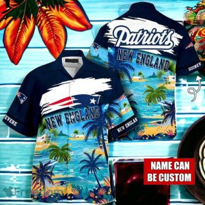 NFL New England Patriots Logo Fans Love Custom Your Name Hawaiian Shirt Full Over Print