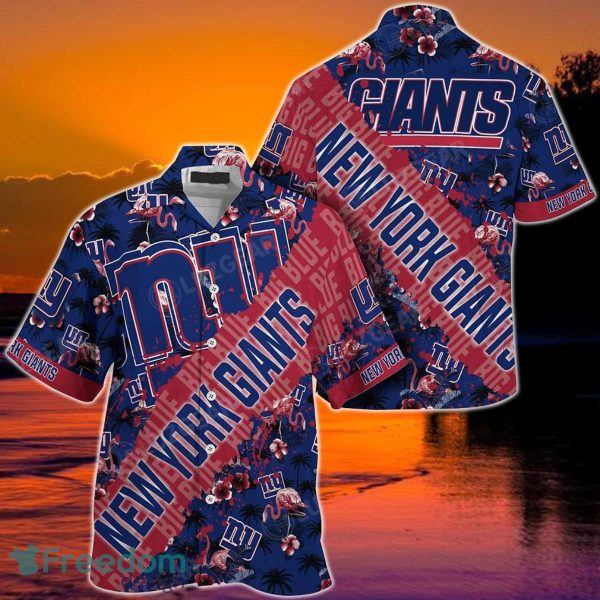 NFL New York Giants Hawaiian Shirt With Tropical Pattern Flamingo Printed For Fans