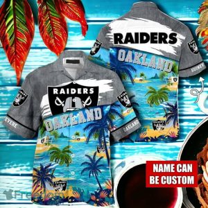 NFL Oakland Raiders Logo Fans Love Custom Your Name Hawaiian Shirt Full Over Print