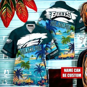 NFL Philadelphia Eagles Logo Fans Love Custom Your Name Hawaiian Shirt Full Over Print