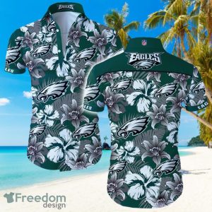 NFL Philadelphia Eagles Logo Flower Hawaiian Summer Beach Shirt Full Print