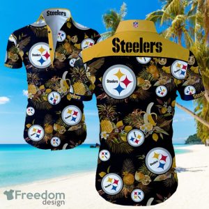 NFL Pittsburgh Steelers Logo Dark Shirt Hawaiian Summer Beach Shirt Full Print
