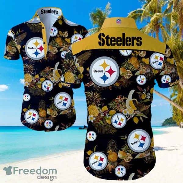 NFL Pittsburgh Steelers Logo Dark Shirt Hawaiian Summer Beach Shirt Full Print
