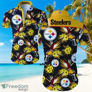 NFL Pittsburgh Steelers Logo Parrot Hawaiian Summer Beach Shirt Full Print