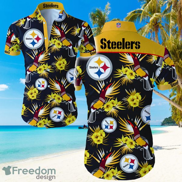 NFL Pittsburgh Steelers Logo Parrot Hawaiian Summer Beach Shirt Full Print