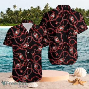 NFL San Francisco 49Ers Logo Design Black Shirt Hawaiian Shirt