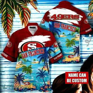 NFL San Francisco 49ers Logo Fans Love Custom Your Name Hawaiian Shirt Full Over Print