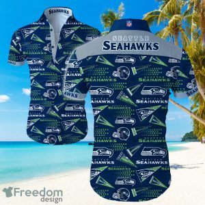 NFL Seattle Seahawks Logo Dark Shirt Hawaiian Summer Beach Shirt Full Print