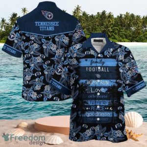 NFL Tennessee Titans Logo Design Flowers Navy Blue Shirt Hawaiian Shirt