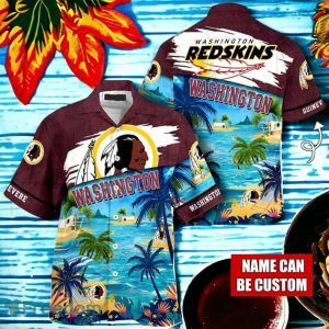 NFL Washington Redskins Logo Fans Love Custom Your Name Hawaiian Shirt Full Over Print