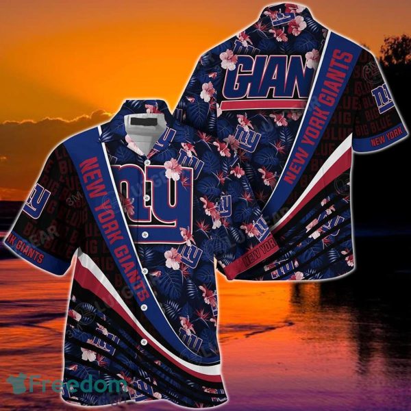 New York Giants NFL Football With Tropical Flower Pattern Hawaiian Shirt For Fans
