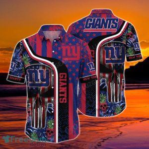 New York Giants NFL Hawaiian Shirt Graphic Tropical Pattern Skull Punisher 3D Printed Best Gift For Fans