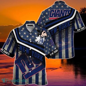 New York Giants NFL Hawaiian Shirt Mickey Graphic American Flag Printed 3D Shirt Best Gift For Fans