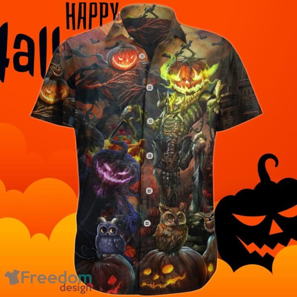 Owl Halloween Hawaiian Shirt Halloween Graphic Tee Mens Pumpkin Shirt Apparel