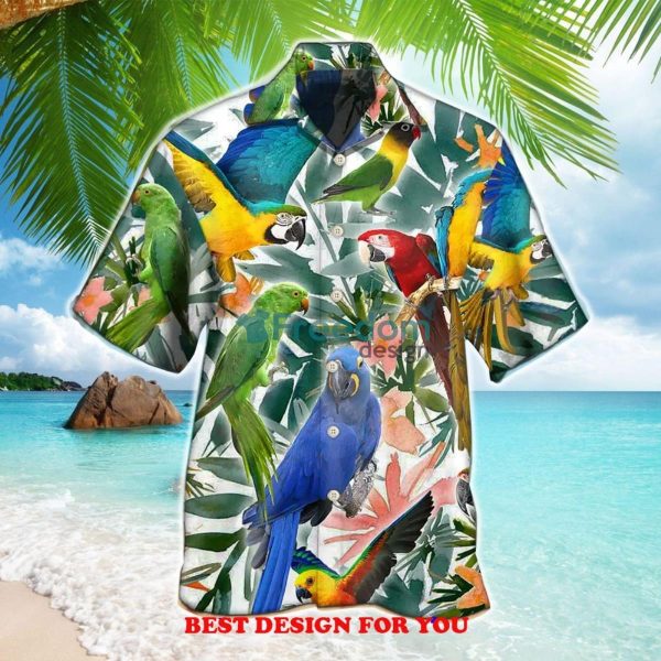 Parrot Tropical Leaf Print Over 3D Hawaiian Shirt